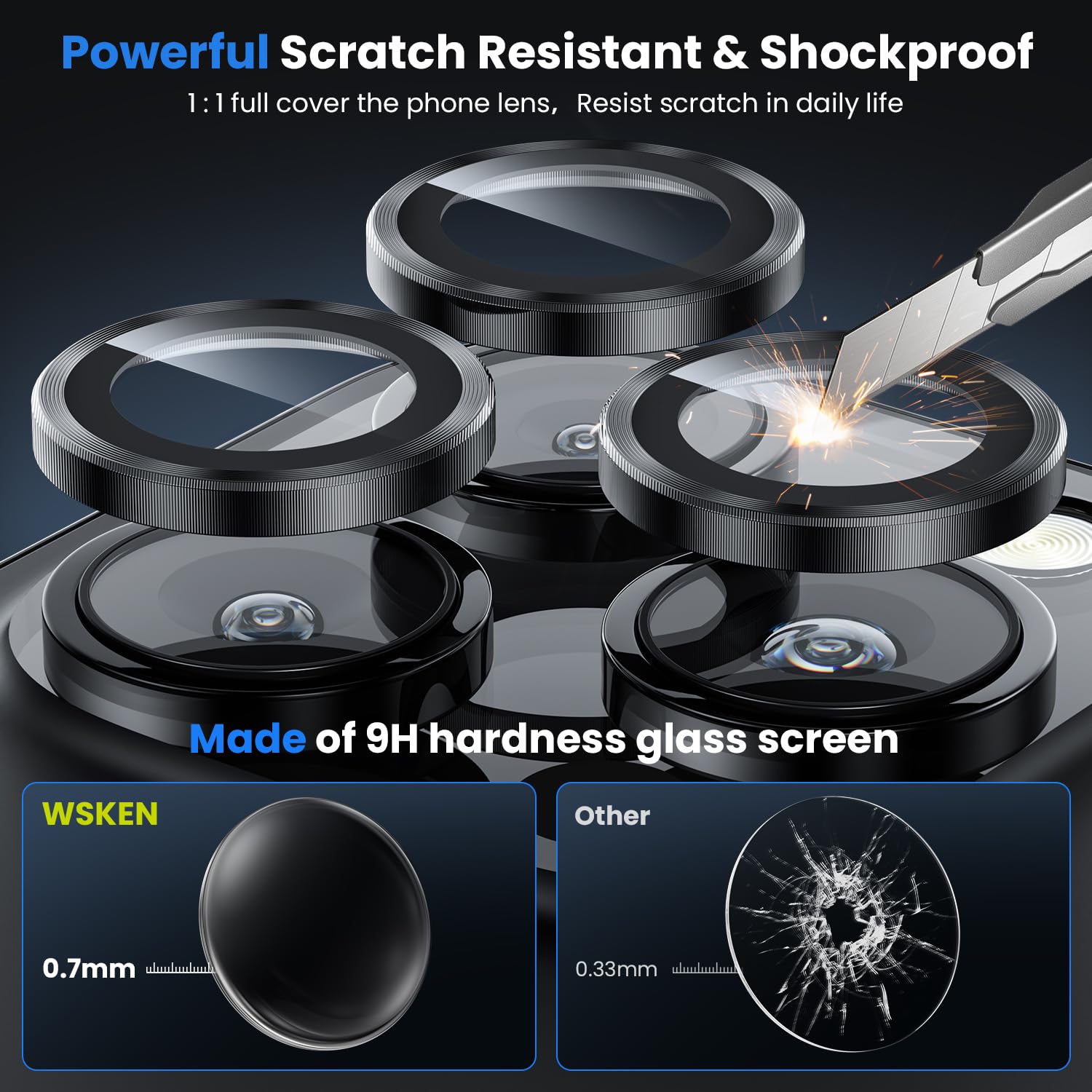 WSKEN for iPhone 16 Pro/iPhone 16 Pro Max Camera Lens Protector