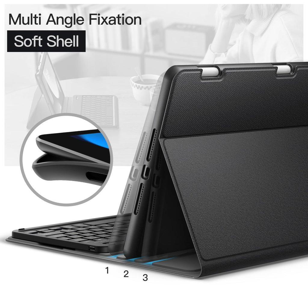 JETech Keyboard Case Cover for iPad 9th/8th/7th Gen 10.2", Black
