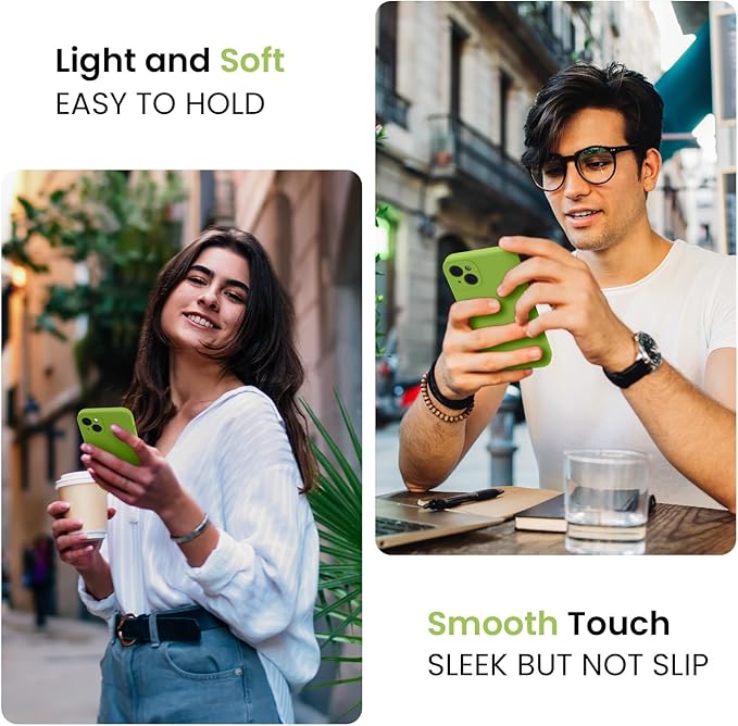 FireNova Designed for iPhone 15 Plus Case, Silicone [Camera Protection] Case with [2 Screen Protectors], Soft Anti-Scratch Microfiber Lining Inside, 6.7 inch, Sprout Green