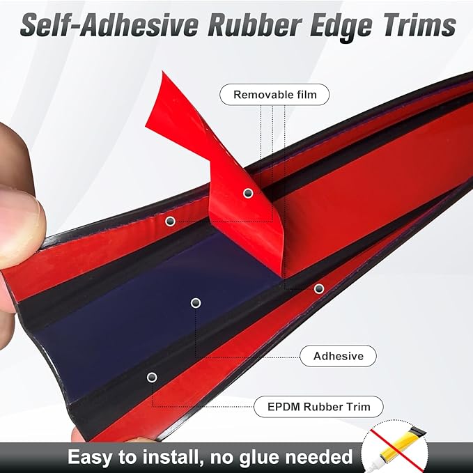 Rubber Edge Trim, Self Adhesive U Channel Edge Trim, Big Size U Shaped Trim, Edge Banding for Plywood, Woods, Shelf, Cabinet, Countertop, Fit for 1", Length 20Ft, Black