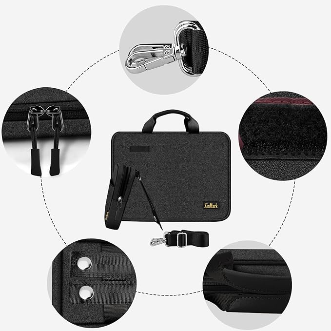 Laptop Case 15.6 Inch Briefcase Military-Grade Protection with Detachable Belt Bag, Compatible All Model of 15-16 Inch MacBook Pro and Most Popular 15.6 Inch Notebooks Chromebooks (Black)