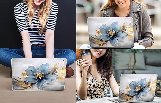CISSOOK Compatible with MacBook Pro 13 inch 2025-2020 Release Model M2 M1 Chip A2338 A2251 A2289 with Touch Bar, Plastic Hard Shell Case&Keyboard Cover&Screen Protector, Retro Golden Floral