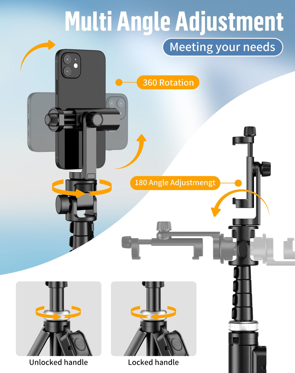 POVODO Selfie Stick for iPhone:Selfie Stick Tripod with Remote,Tripod for Video Recording,is Content Creator's Vlogging Kit,Compatible with Android, Camera, Also a Gopro Trip