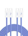 Belkin USB C to USB C Cable 2-Pack, 9.9ft, 60W - Type C Charger, iPhone Charger Cord, Soft, Braided, Flexible for iPhone 16, Galaxy S25, Pixel 9, Airpods, iPad Pro & More, Travel Essentials - Blue