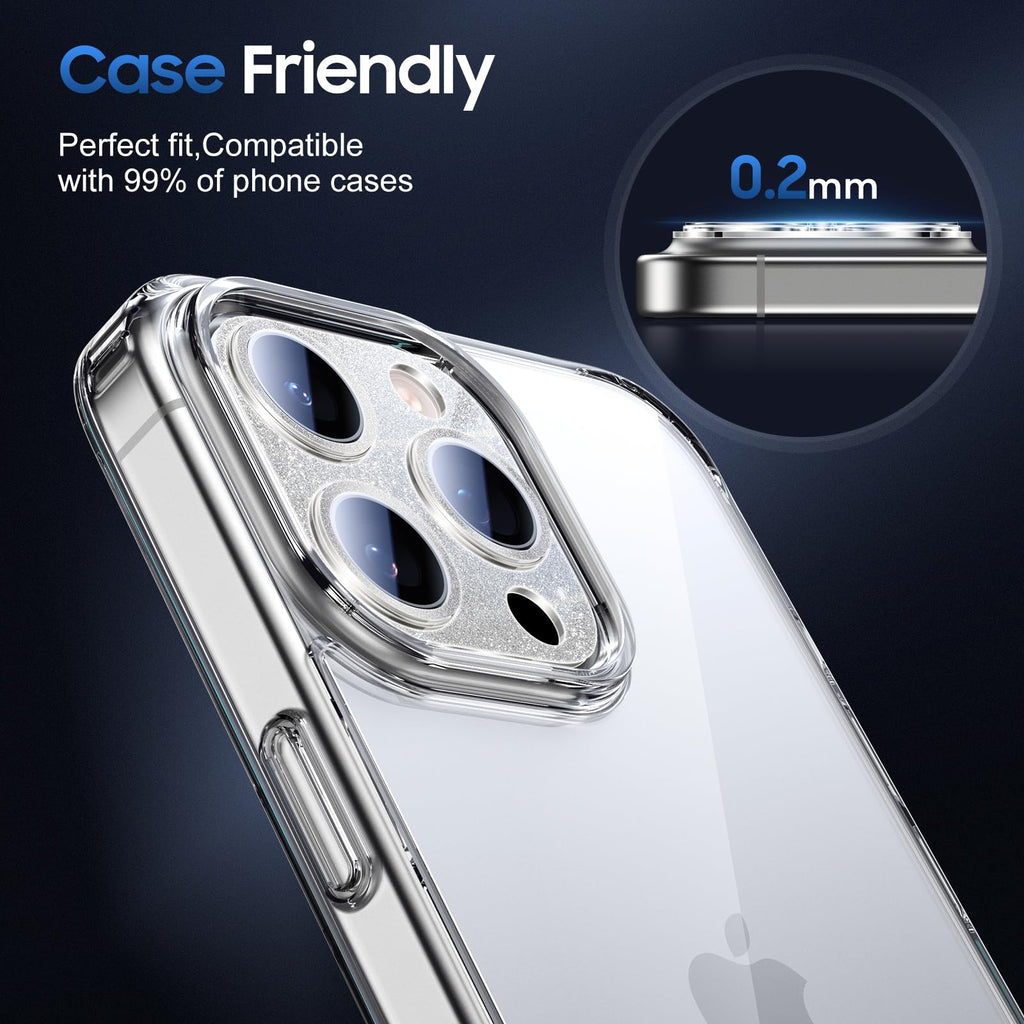 UniqueMe for iPhone 15 Pro/15 Pro Max Camera Lens Protector-Bling Silver