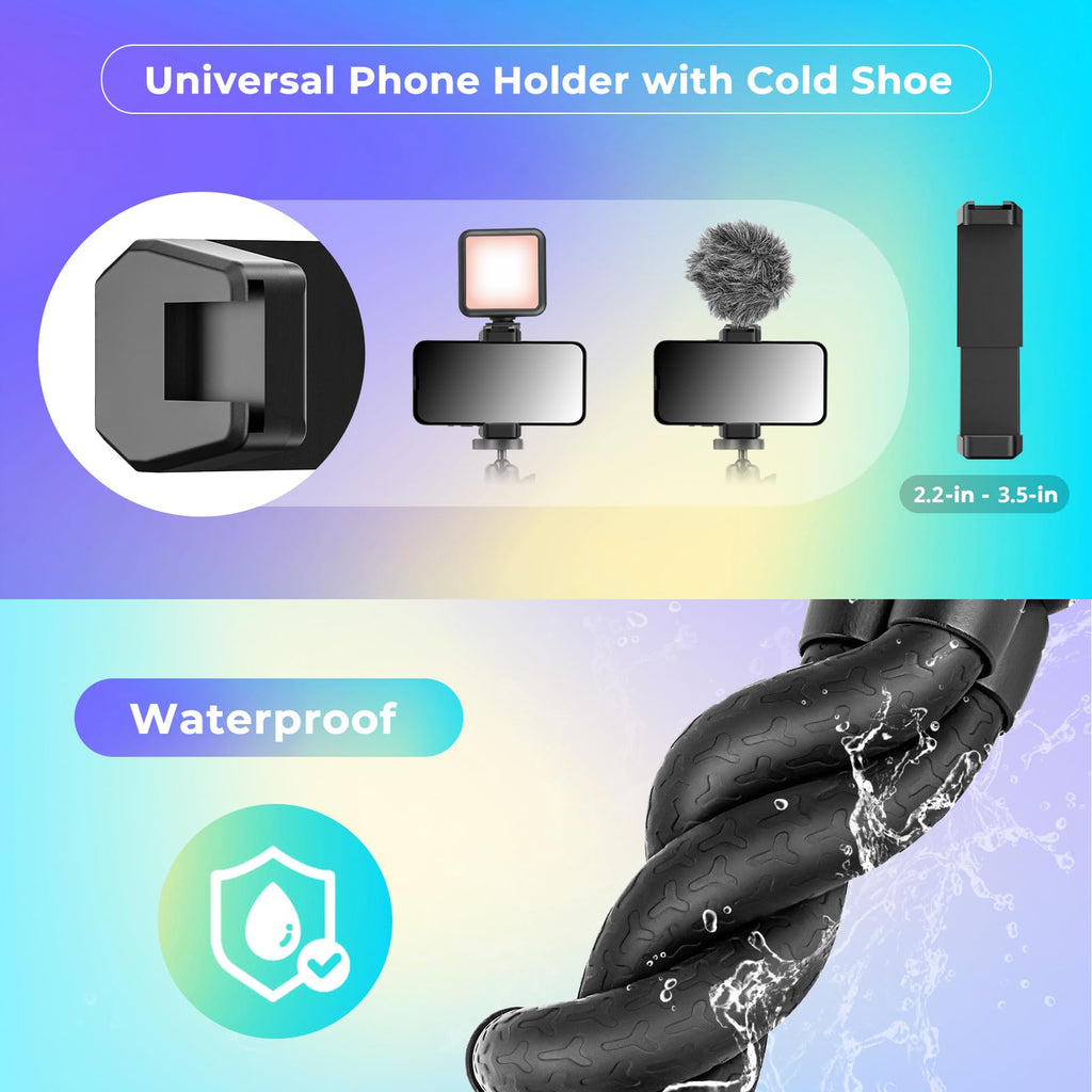UBeesize Phone Tripod, UBeesize 12 Inch Flexible Cell Phone Tripod Stand Holder with Wireless Remote Shutter & Universal Phone Mount, Compatible with Smartphone/DSLR/GoPro Camera