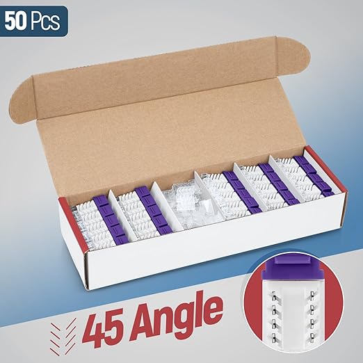 Everest 45° Angled RJ45 Cat6 Keystone Jacks 50-Pack in Purple - Slim Profile Female RJ45 Connectors - Cat 6 Keystone Jack - Compatible with 45° Angled Speed Termination Tool - 45Term (B0BL3GS7ZY)