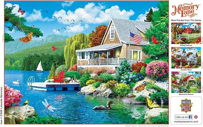 Masterpieces 300 Piece EZ Grip Jigsaw Puzzle - Lakeside Memories - 18"x24"