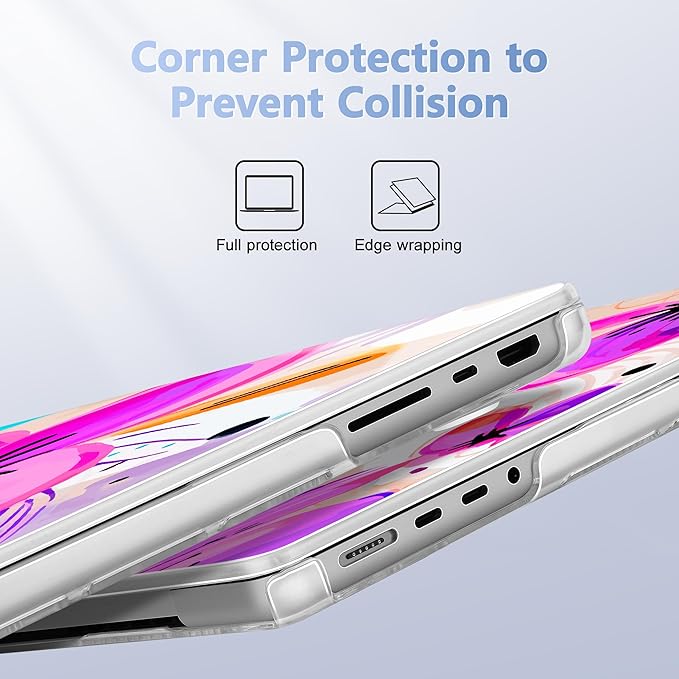 for MacBook Pro 16 inch Case 2021 2022 2023 2024 Release A3186 A3403 M4 A2991 M3 A2780 M2 A2485 M1 Pro/Max, Hard Shell Case with Screen Protector & Keyboard Cover, Trendy Floral