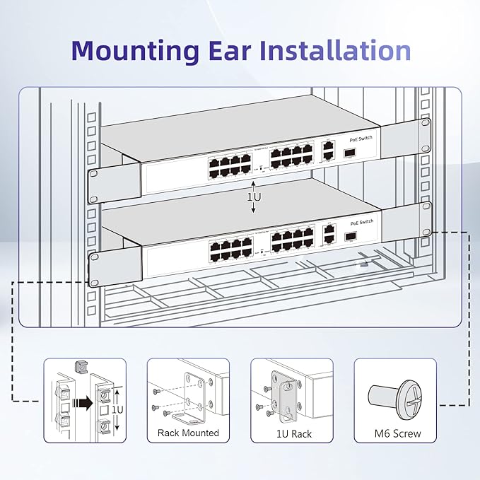 Universal Rack Mount Kit 1U Rack Ears for NETGEAR Series Switches (JGS/MS/RPS/SRX/XS/XSM/FS Series)