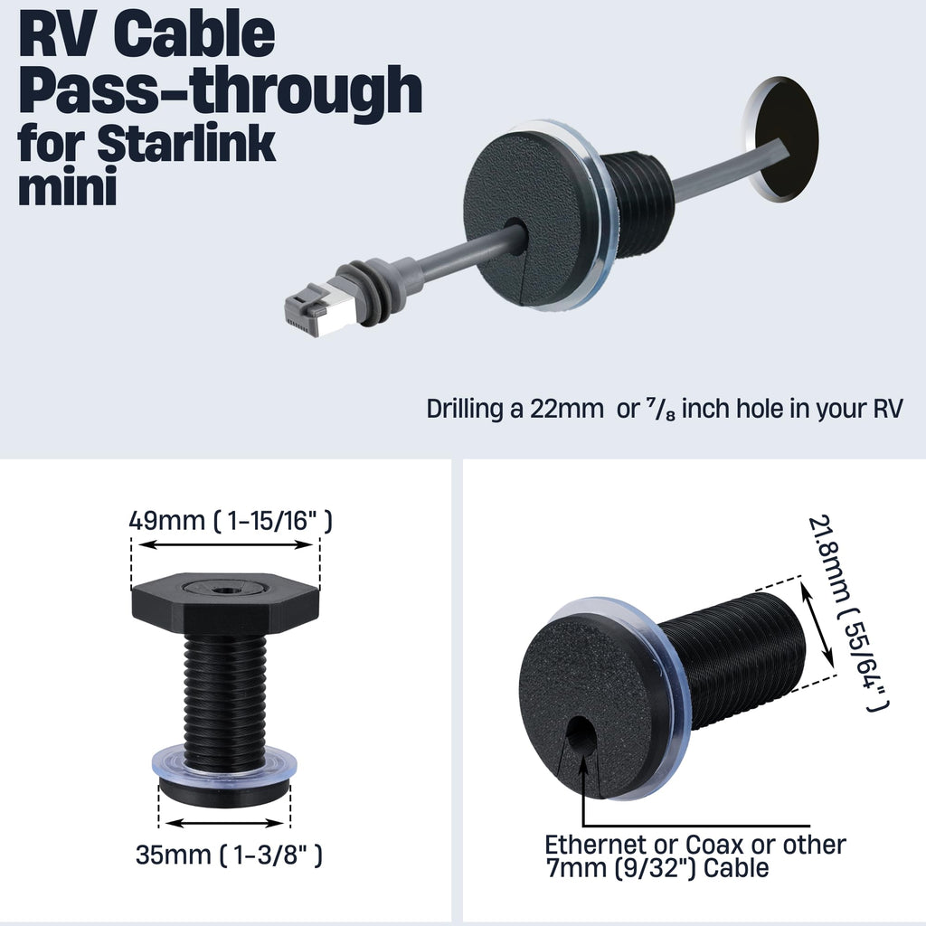 RV Cable Pass Through kit for Starlink, Camper Wall Cable Grommet 55mm 1pcs