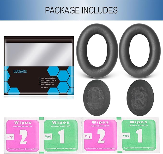 GEVO Replacement Ear Pads for Bose QC45, Ear Cushions for Bose QuietComfort 45 (QC45) & Quiet Comfort SE (QC SE) Headphones, Earpads with Softer Leather Noise Isolation Foam (Gray)