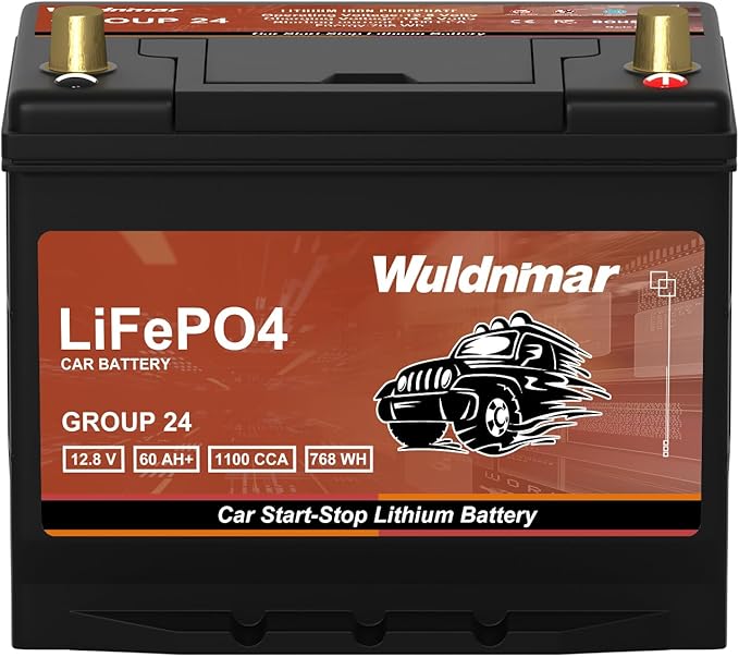 High Performance G24 12V 60AH Lithium Car Start Stop Battery with 1100CCA and 60 Month Warranty