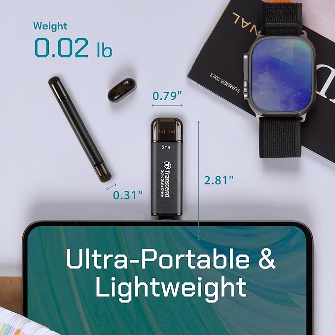 Transcend 128GB External SSD, Up to 1,050MB/s, Dual USB Flash Drive for iPhone&iPad&Mac, Windows&Android, Tablet&PC, Smart TV, USB 3.2 Gen 2 Thumb Drive Photo Stick, 2-in-1 Type C &Type A Memory Stick