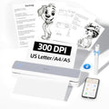 iDPRT Portable-Printer Wireless for Travel, 300DPI Inkless Thermal Small Printers for Home Use, Office, Vehicles, Mobile Bluetooth Printer Supports 8.5" x 11" US Letter, for Smartphone & PC,White Gray