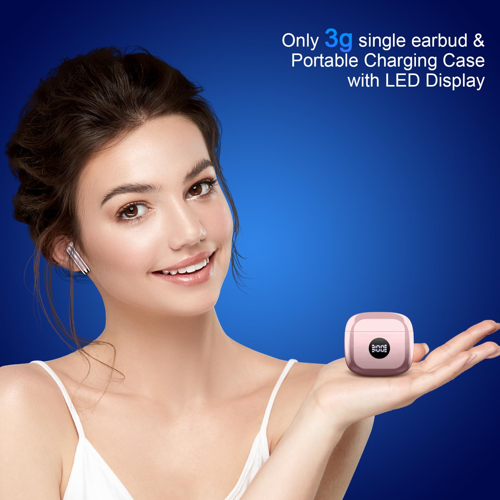 Wireless Earbuds, Bluetooth 5.4 Ear Buds, LED Power Display, 6D Bass Stereo