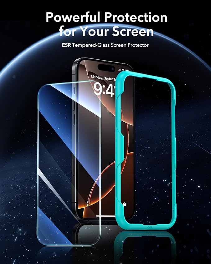 ESR 3 Pack for iPhone 16 Pro Max Screen Protector, [9H Hardness] [Military Grade Shatterproof] Tempered Glass Film with Easy Installation Tool, HD Clear, Scratch Resistant