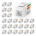 VCELINK RJ45 Cat6 Keystone Jacks, Dust-Proof Keystone Jacks,Slim Profile 25-Pack, 90-Degree Punch Down Ethernet Modular Jacks, UTP Keystone Jack Adapter, White