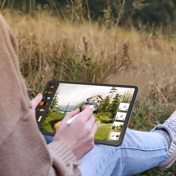 Tablet 12 inch Android 15 Tablets, 24GB（8+16）RAM+256 Storage(Expand to 1TB), Android Tablet with Keyboard, Octa-Core, 2K 2000x1200 Display, 16MP Dual Camera, 8000mAh, 5G WiFi,GPS,Bluetooth 5.0（Black）