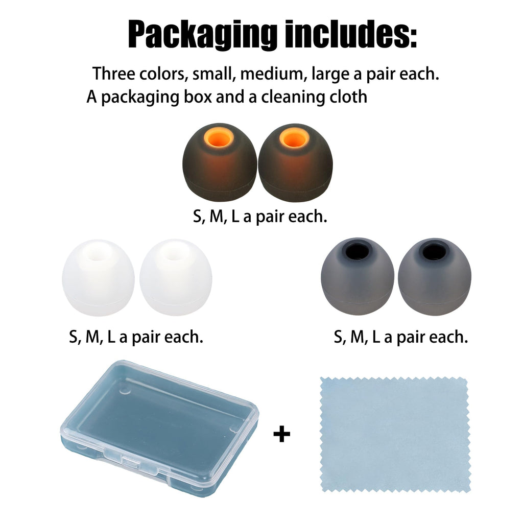 MQIMY Silicone Earbud Tips Replacement Ear Tips Earbud Covers Fit Most in-Ear Earbuds(Inner Hole 3.8mm -5.1mm) Headphone Earbud Rubber Tips9 Pairs S M L