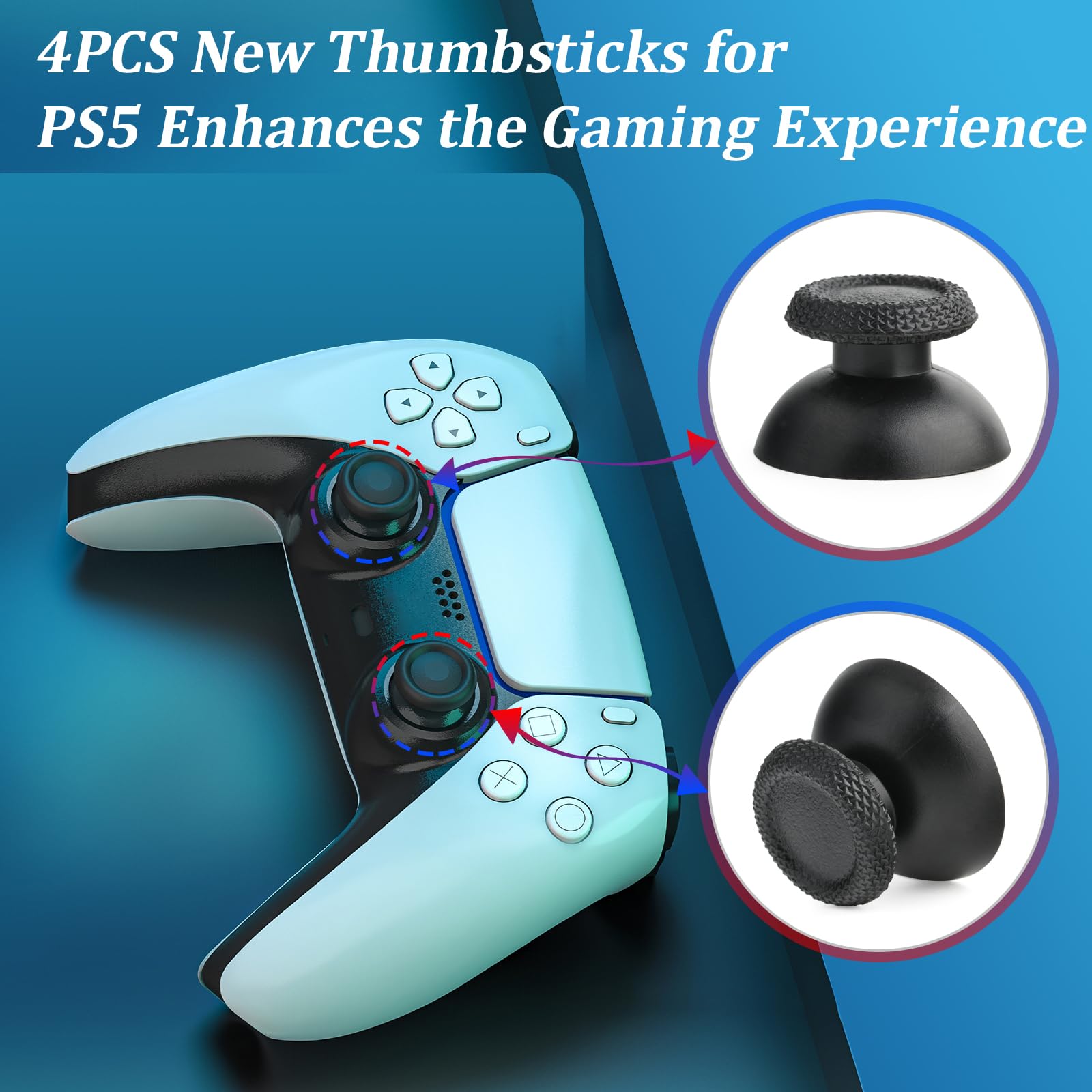 for PS5 Analog Stick Replacement for Sony PlayStation 5 PS5 Joysticks Replacement 3D Joystick Sensor Module Thumbstick Controller Accessory Part with Kit(4Pack)