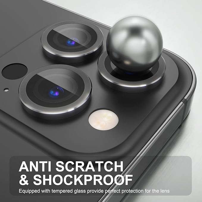 Choiche [3+1 for iPhone 14 Pro/iPhone 14 Pro Max Camera Lens Protector, 9H Tempered Glass Camera Cover Screen Protector Metal Ring Decoration Accessories (Black)