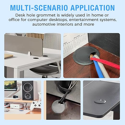 Desk Grommet 2" (50 mm), Desk Cord Hole Cover, Cable Grommet ABS Plastic, Desk Hole Grommet for Office and Home Table Cable, Detachable Adjustable Cable Cord Organizer (White 2 Pcs)