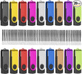 EASTBULL USB 2.0 Flash Drive 8GB with Lanyards Thumb Drives Bulk 20 Pack Colorful Multipack Memory Stick Pen Drive Swivel Design(8GB 20 Pack)