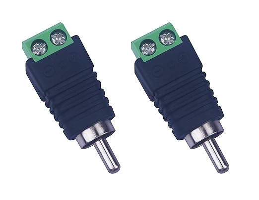 RCA Plugs for Speaker Wire，RCA to AV Screw Terminal Connector, Phono RCA Male Plug Solderless Converter Audio/Video Speaker Wire Connectors Solderless Adapter