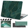 Teryeefi for MacBook Pro 13 inch Case M2 M1 2022 2020 2019-2016 Model A2338 A2289 A2251 A2159 A1989 A1706 with Touch Bar, Hard Shell Case & Keyboard Cover & Screen Protector, Green Leaf