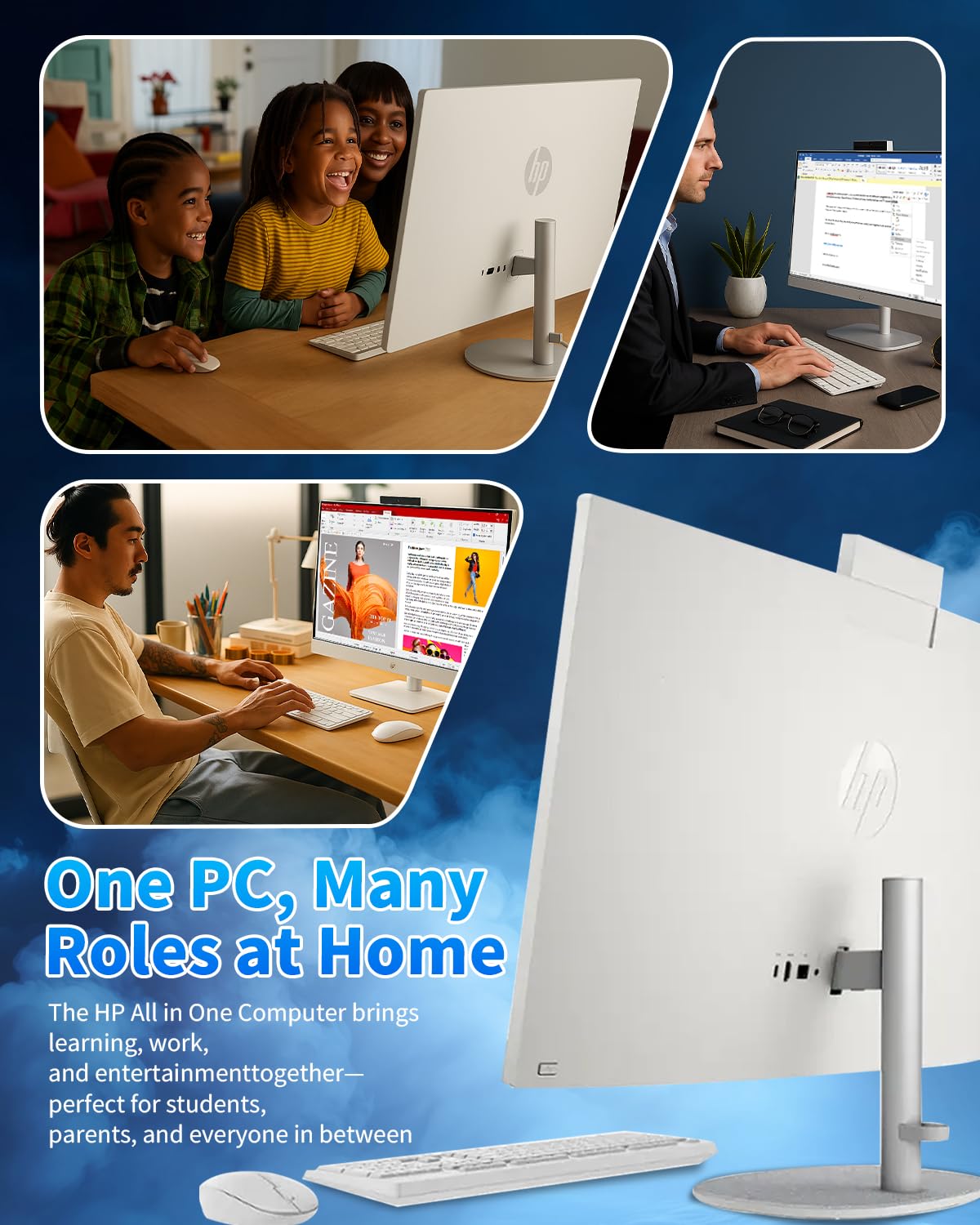 HP 27" All-in-One Desktop Computer - FHD Touchscreen | Intel Ultra 7‑155U | AI‑Enhanced Display, Facial Login | Privacy Pop‑Up Camera | Win 11 Pro, RECOLX AI Voice Recorder | 32GB DDR5 + 1TB SSD