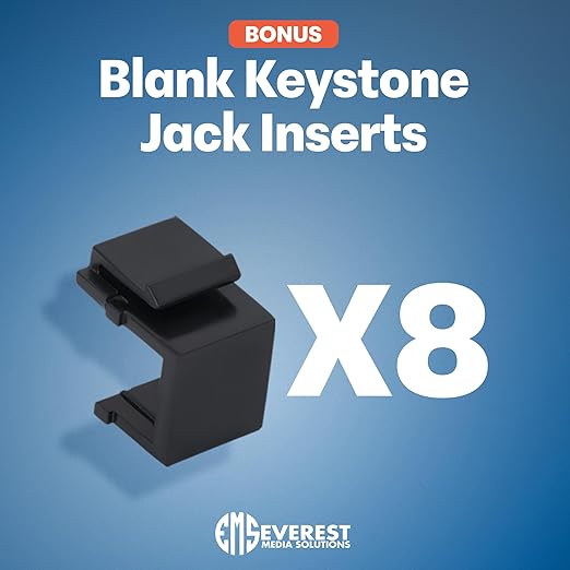 Everest 24 Port Keystone Patch Panel (2-Pack) - Removable 6-Port Panels - Use with Slim Profile Keystones ONLY (Wider Jacks May not fit Side by Side)