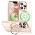 MAGIC JOHN 360° Rotatable Magnetic Invisible Stand for iPhone 16 Pro Max Case [Camera Control Button] [Compatible with MagSafe] 16FT Shockproof for iPhone 16 Pro Max Case with Kickstand, Rose Gold