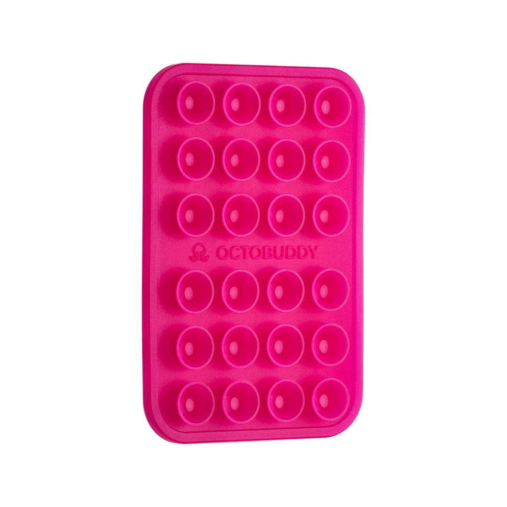 OCTOBUDDY Classic - Silicone Suction Phone Case Adhesive Mount - Hands-Free, Strong Grip Holder for Selfies & Videos - iPhone & Android Compatible - 2.25″ x 3.25″, Hot Pink