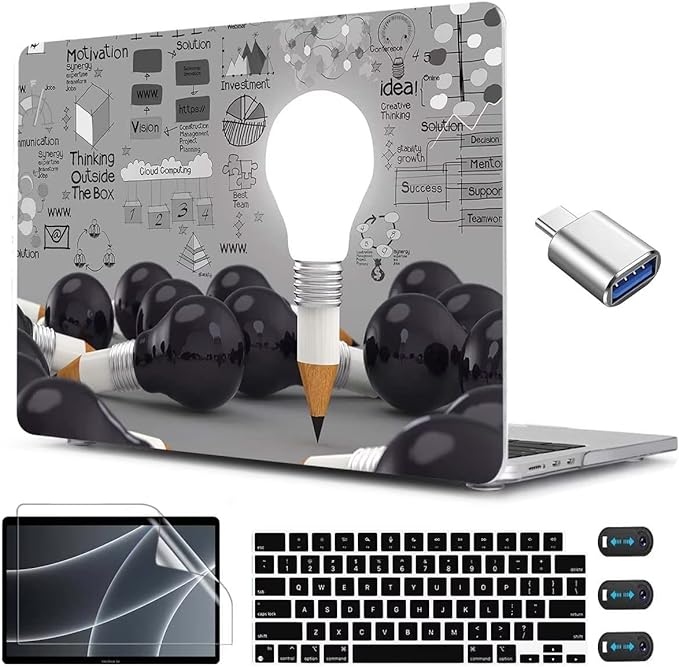 CISSOOK Creative Bulb Hard Shell Case for MacBook Air 13.6 inch M3 A3113 A2681 M2 2025 2024 2022 Release, Plastic Hard Shell Cover with Keyboard Cover for MacBook Air 13.6 M2 M3 2022-2025