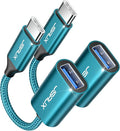 JSAUX USB C to USB 3.0 Adapter [2 Pack], Type C Male to USB Female OTG Cable Compatible with MacBook Pro/Air, iPhone 16 Pro Max/16 Plus/16e/15, Samsung Galaxy S25/S24/S23-Green
