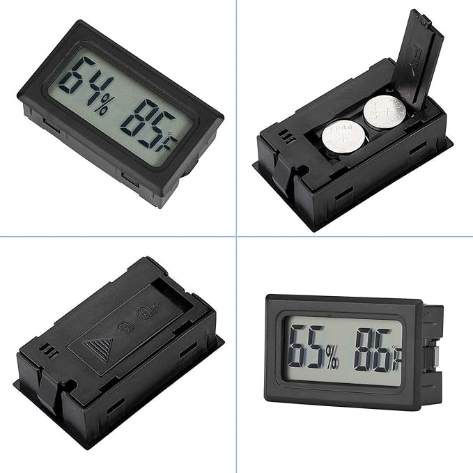 4-Pack Mini Digital Temperature Humidity Meters Gauge Indoor Thermometer Hygrometer LCD Display Fahrenheit (℉) for Reptile Tank,Jars,Guitar Case,Greenhouse, Garden, Cellar, Fridge, Closet
