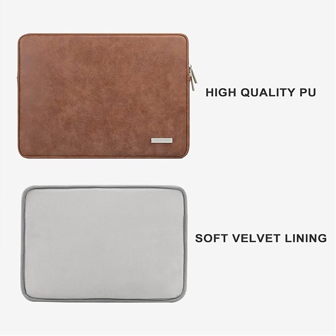 RAINYEAR 11 Inch Laptop Sleeve PU Suede Leather Case Protective Padded Cover Water Resistant Carrying Bag Compatible with 11.6 MacBook Air Surface Pro for 11" Notebook Tablet Chromebook(Brown)