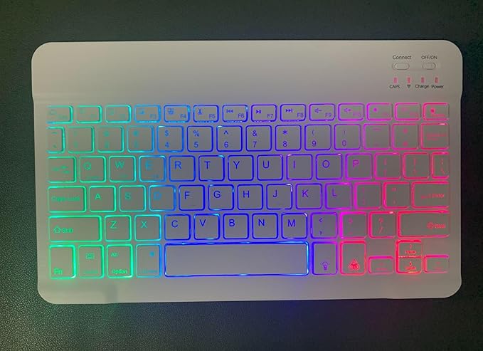 Keyboard Case for Galaxy Tab S6 Lite 10.4 Inch 2024/2022/2020, Slim Lightweight 7 Color Rainbow Backlight Detachable Magnetic Bluetooth Keyboard Cover with S Pen Holder,Sky Blue