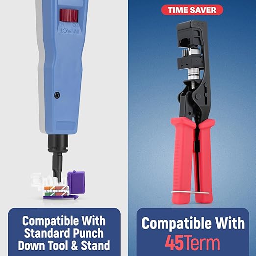 Everest 45° Angled RJ45 Cat5e Keystone Jacks 50-Pack in Purple - Slim Profile Female RJ45 Connectors - Cat 5e Keystone Jack - Compatible with 45° Angled Speed Termination Tool - 45Term (B0BL3GS7ZY)