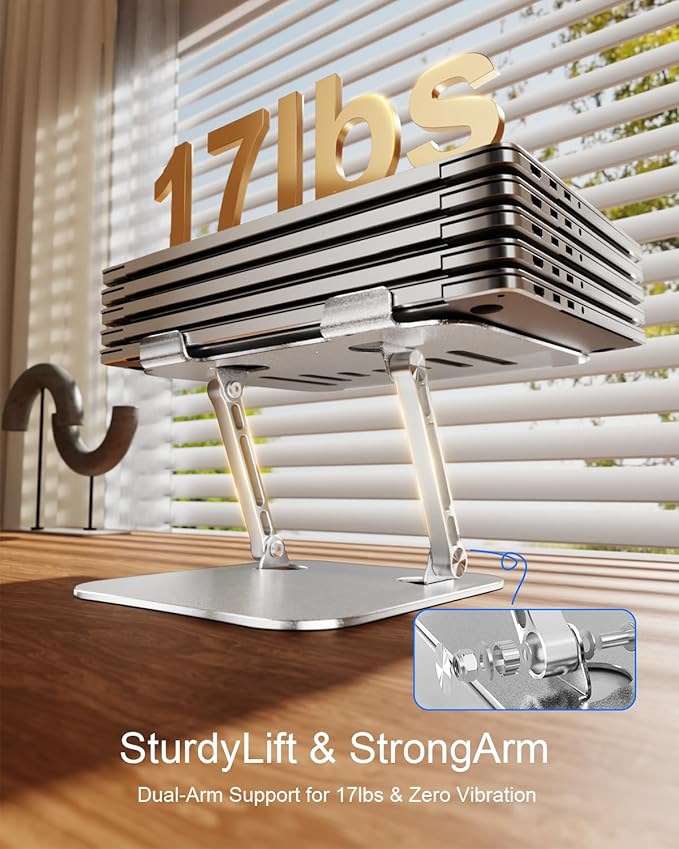 Laptop Stand for Desk Adjustable Computer Stand Foldable Laptop Riser Notebook Holder Adjustable Height for MacBook PC Computer Notebook Office Desk Accessories 10-17 Inch