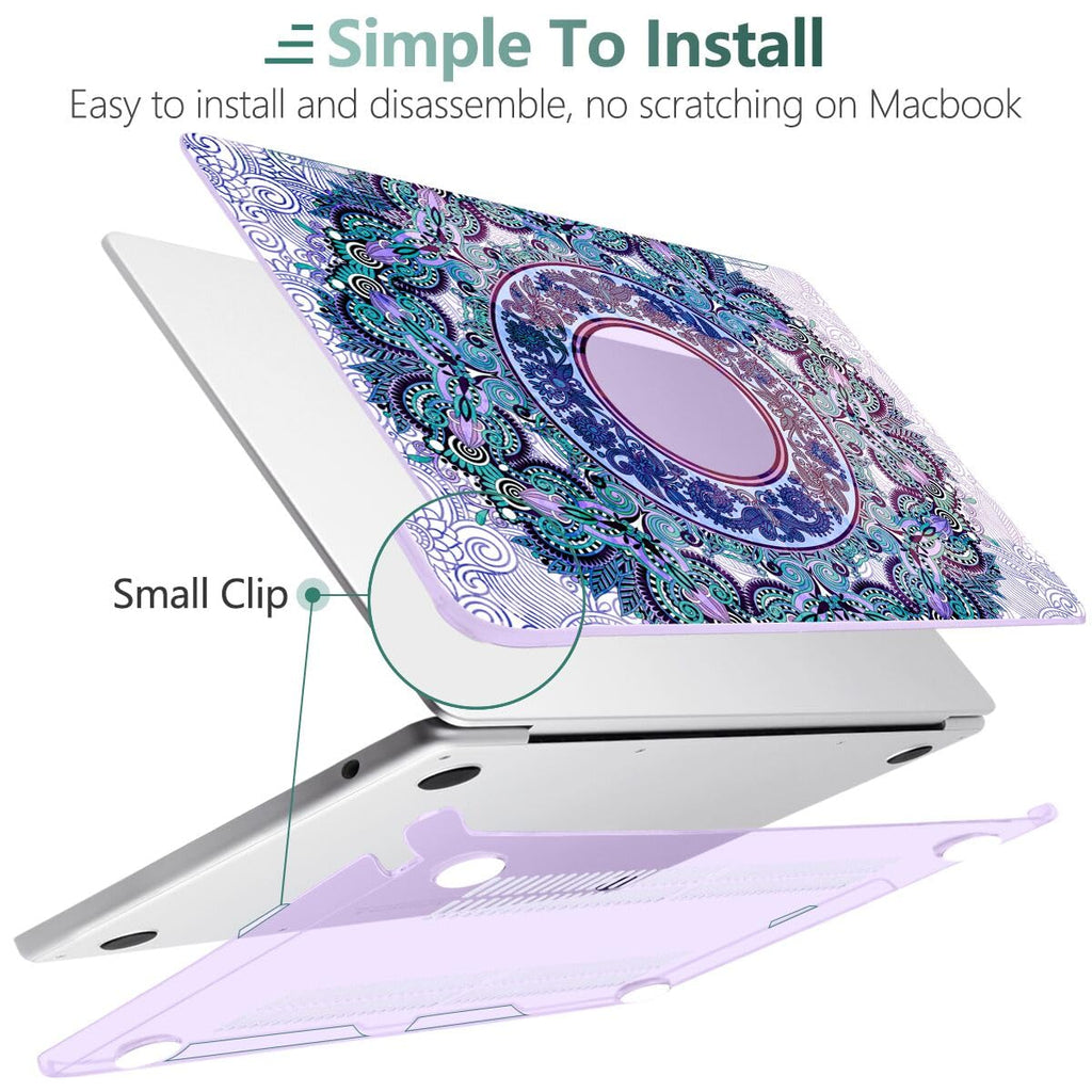 TWOLSKOO for MacBook Air 15 inch Case 2026 2025 2024 2023 Release M5 A3448 M4 A3241 M3 A3114 M2 A2941, Plastic Hard Shell & Screen Protector & Keyboard Cover & Trackpad Film, Purple Mandala