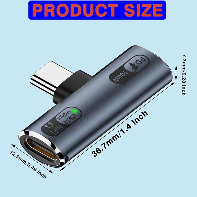2-in-1 USB-C Splitter with 100W Fast Charging,Dual USB-C Ports for Headphones & Charging Adapter,Compatible with iPhone 16/15 Series,iPad,MacBook,Galaxy S24/S23 (Gray)