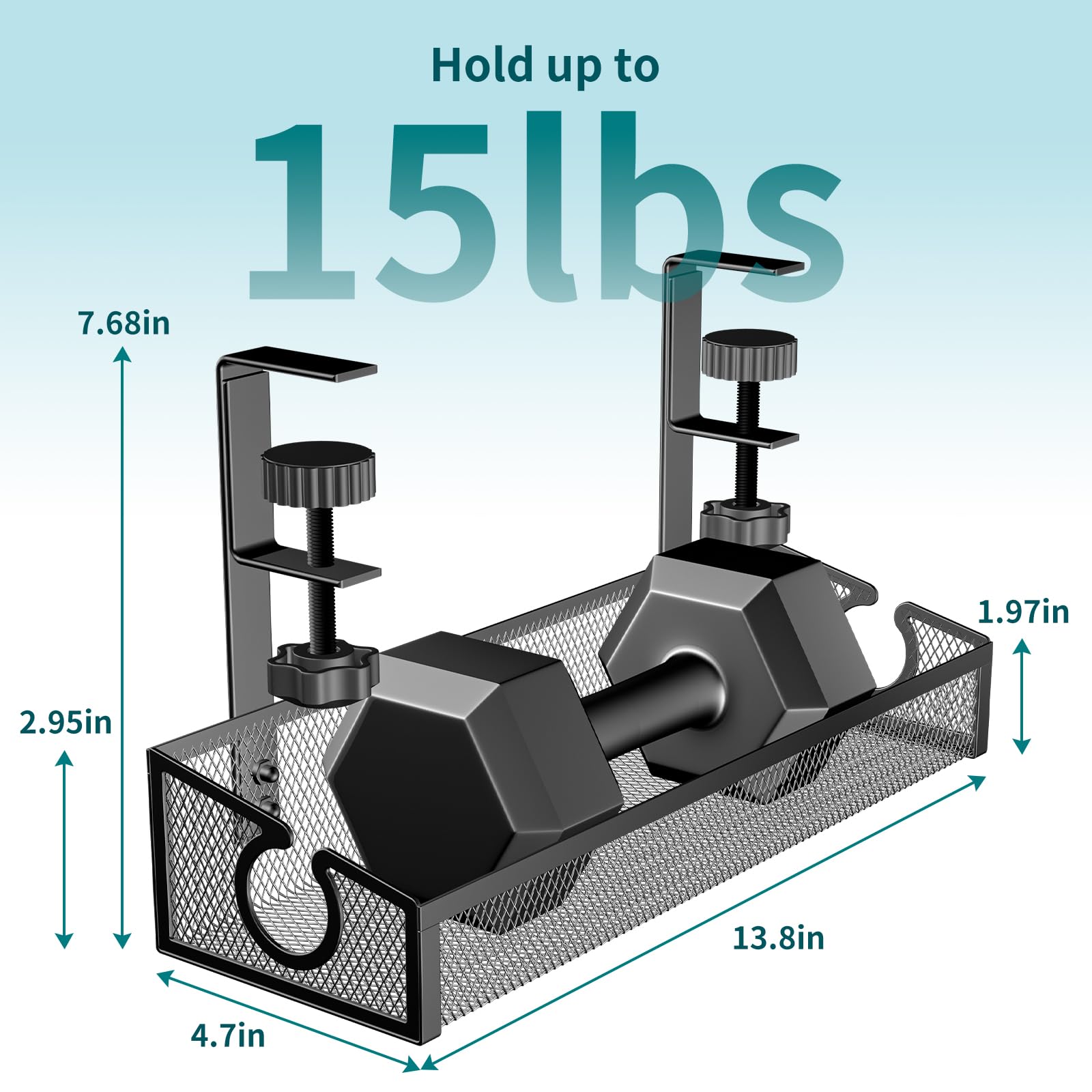 Under Desk Cable Management Tray Black, No Drill Desk Cable Management Organizer with Clamp for Desk Wire Management, PC Cord Organizer Accessories & Workspace Organizers for Office, Home(2 Pack)