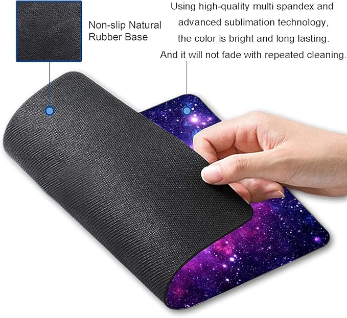 Mouse Pad, Galaxy Mouse Pad Custom Design, Square Waterproof Mouse Pad Non-Slip Rubber Base MousePads for Office Laptop, 9.5"x7.9"x0.12" Inch(Purple Blue Galaxy)