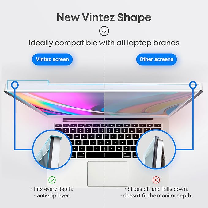 VINTEZ Blue Light Screen Protector for 15.6 Inch Computer Monitor and Laptop – Anti-UV Blue Light Blocking Film for Desktop PC, Eye Protection Filter, 14.2" x 8.7", 2 Pack