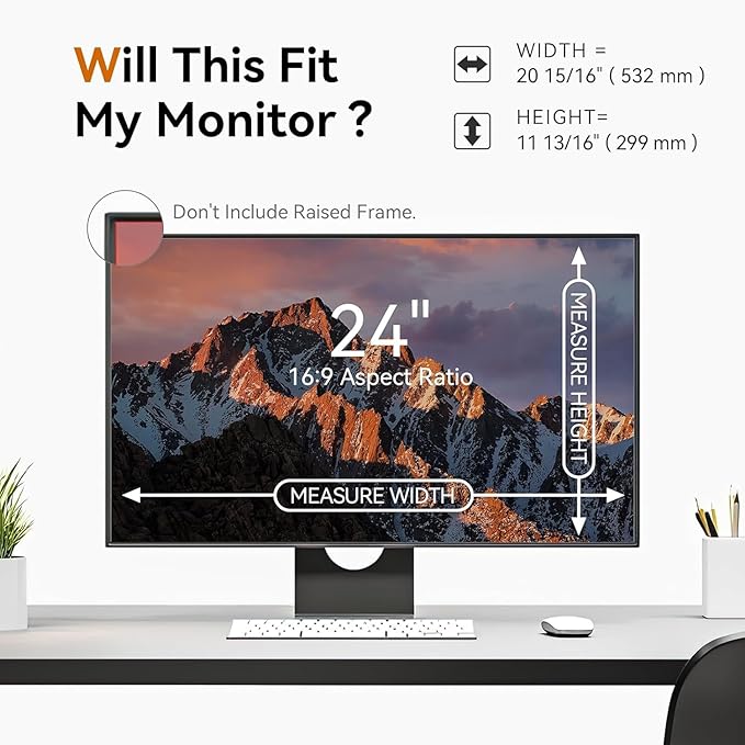 [5-Pack] 24 Inch 16:9 Computer Privacy Screen Filter for Monitor - Privacy Shield and Anti-Glare Protector