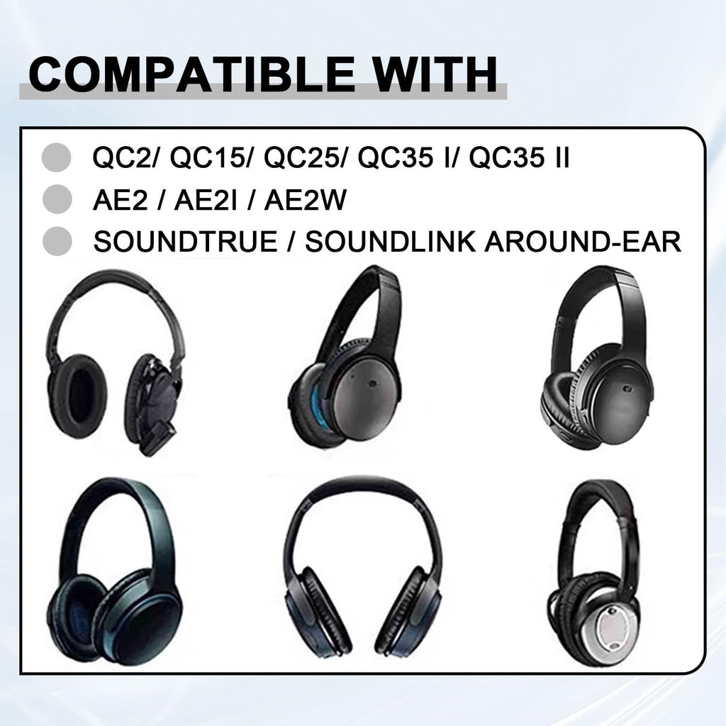 Replacement Earpads Cushions for Bose QuietComfort 35 & Quiet Comfort 35 II, Headphones Ear Covers Ear Pads for Bose QC35/QC35II/25/15 QC2 / Ae2 / Ae2i / Ae2W / Sound Link/Sound True-White