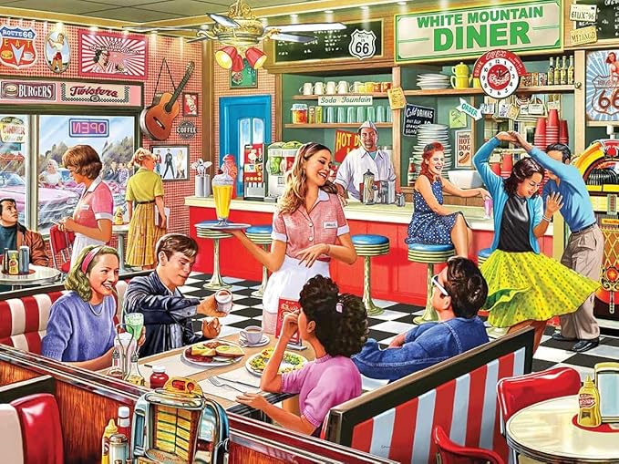 White Mountain Puzzles American Diner, 1000 Piece Jigsaw Puzzle