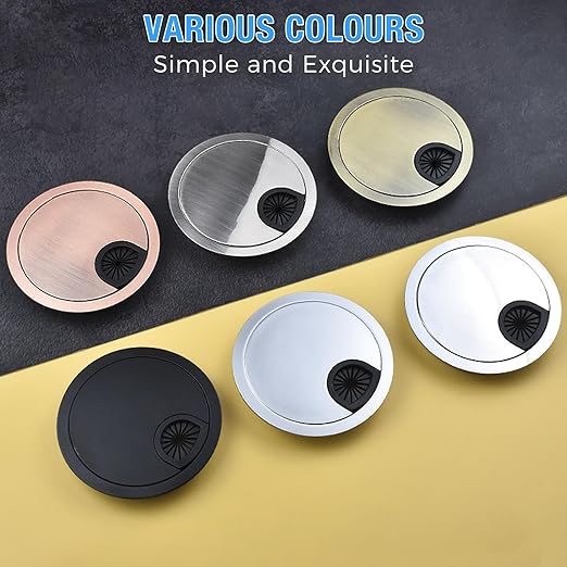 Desk Grommet 2-3/8" (60 mm), Desk Cord Hole Cover, Cable Grommet Metal Zinc Alloy Materilal, Desk Hole Grommet for Office and Home Table Cable, Detachable Cable Cord Organizer (Flat Black 1 Pcs)